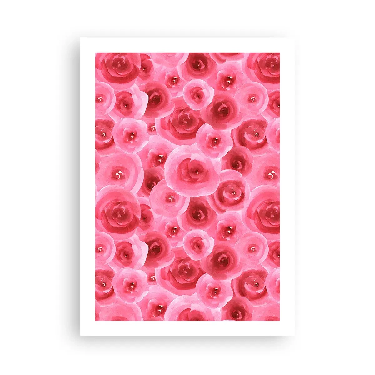 Póster - Rosas rosadas de acuarela en un estilo romántico. - 50x70cm - Rosas abajo y arriba - Decoración de pared moderna para salón y dormitorio ARTTOR