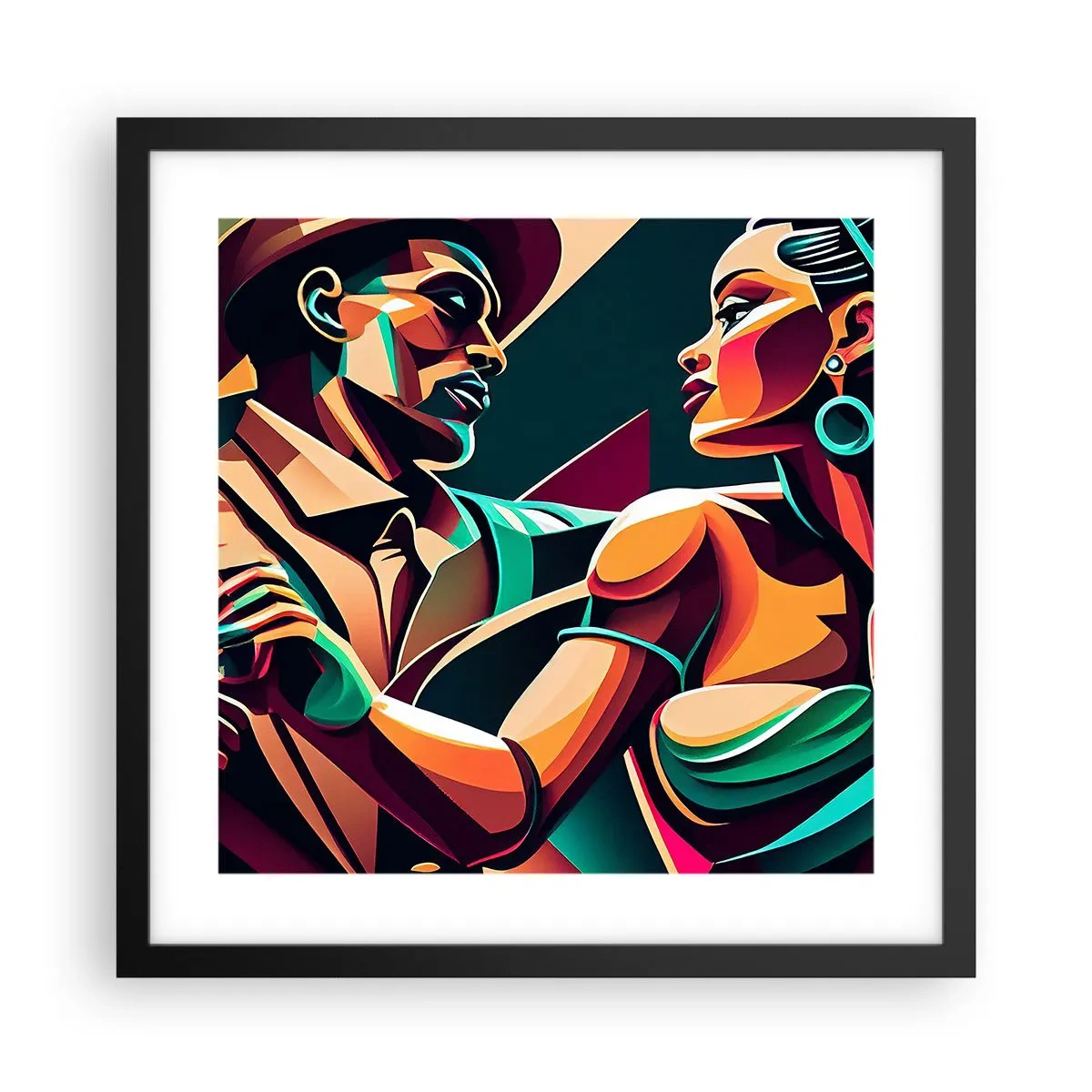 Póster en marco negro - Al ritmo del corazón - 40x40 cm