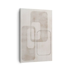 Cuadro sobre lienzo - Impresión de Imagen - Una composición minimalista con rectángulos en tonos beige sobre un fondo sutil. - 80x120cm - Fuga geométrica - Decoración de pared moderna para salón y dormitorio ARTTOR