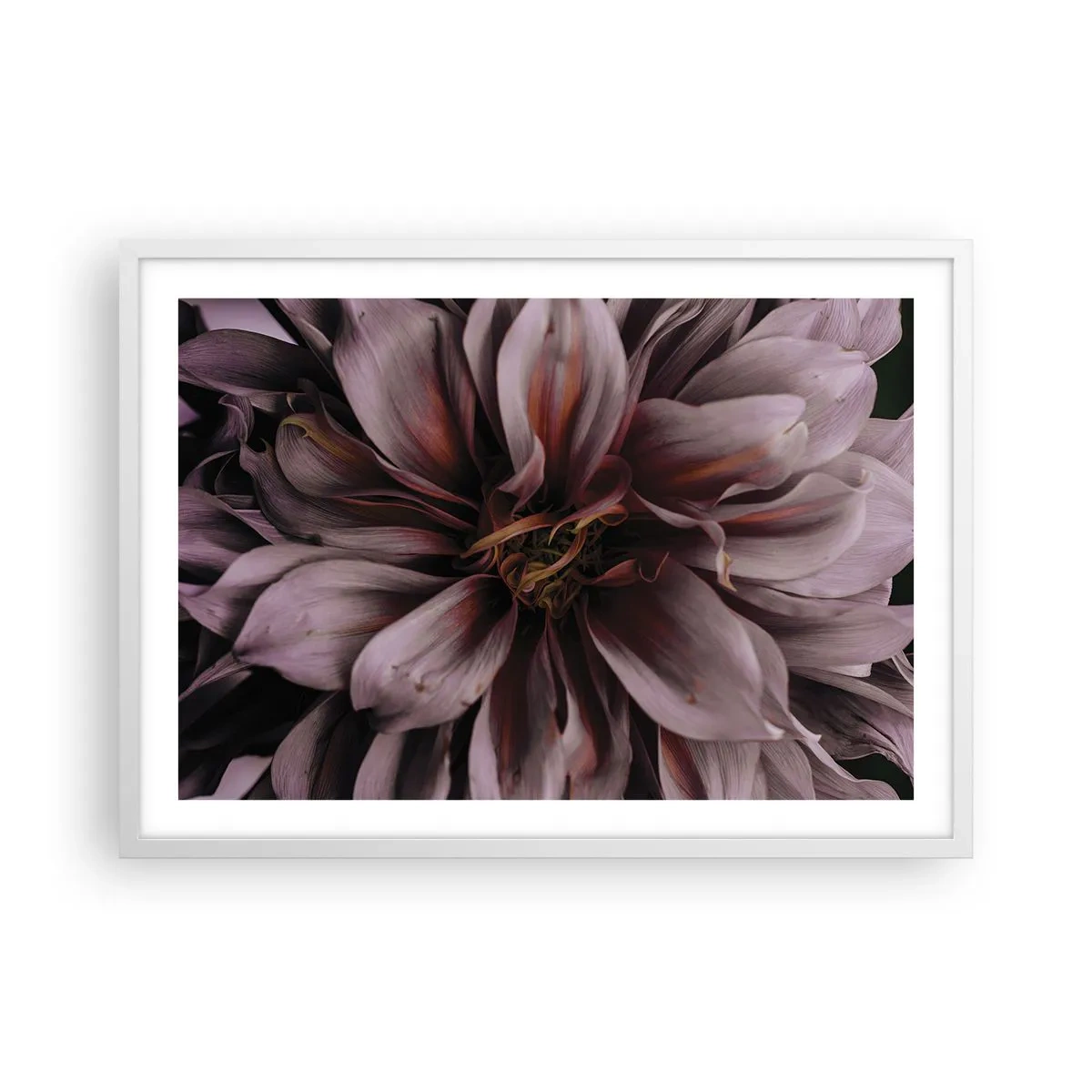 Póster en marco blanco - Corazón floral - 70x50 cm