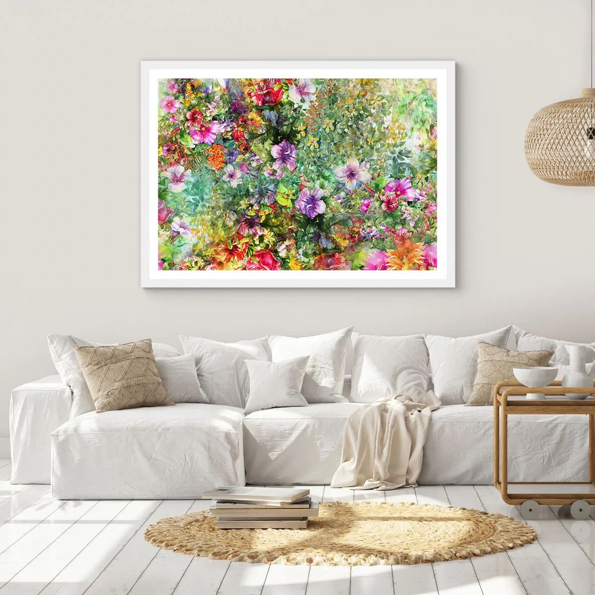 Póster en marco blanco - En flores a la perdición - 70x50 cm
