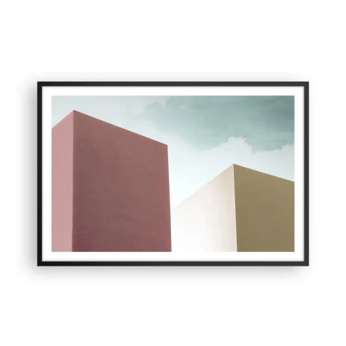 Póster en marco negro - Geometría de un verano soleado - 91x61 cm