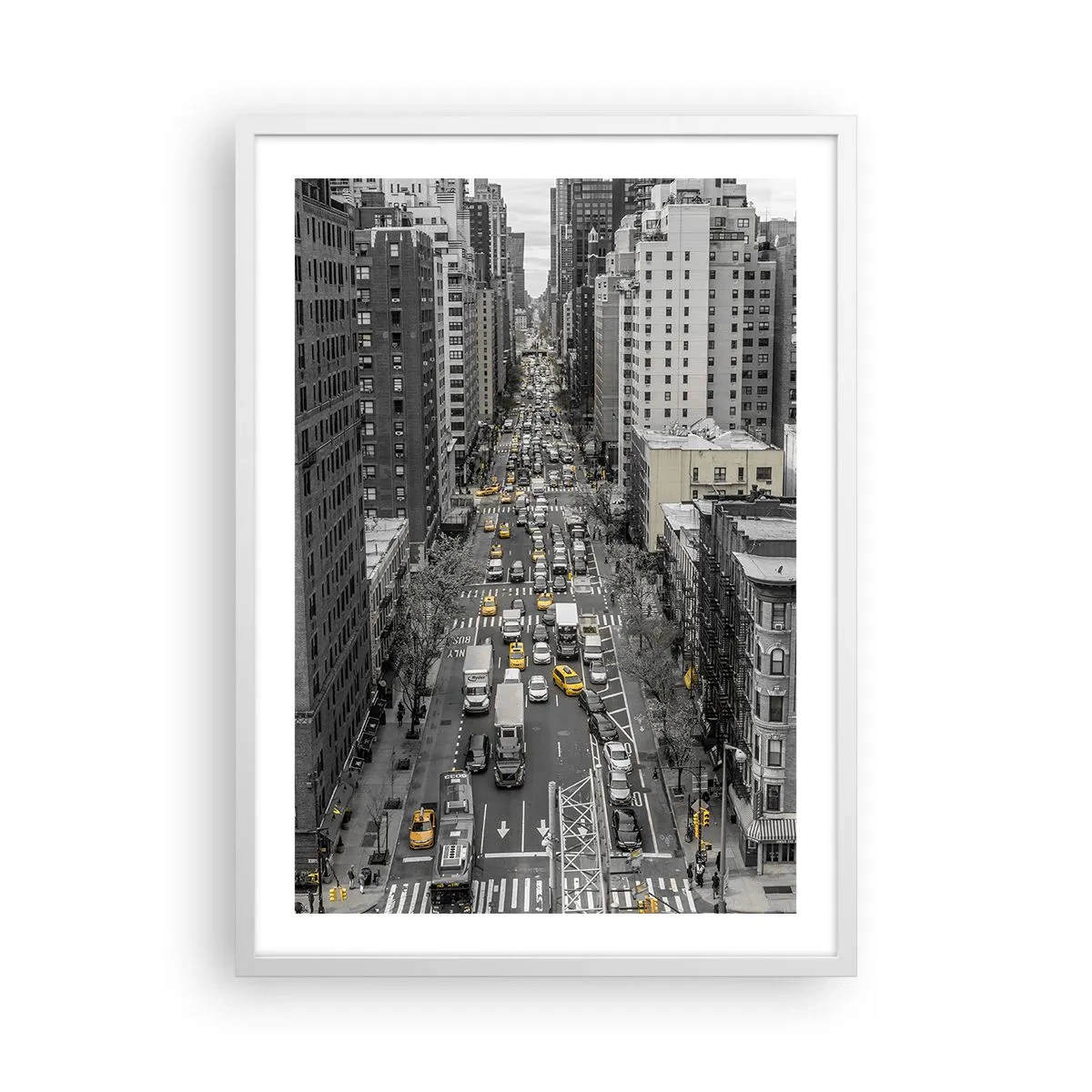 Póster en marco blanco - La vida de Nueva York - 50x70 cm