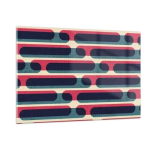 Cuadro sobre vidrio - Impresiones sobre Vidrio - Líneas retro abstractas - 120x80cm - Profundidad y relieve - Decoración de pared moderna para salón y dormitorio ARTTOR