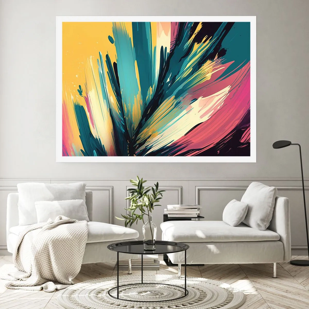 Póster - Una composición abstracta en colores intensos y contrastantes. - 100x70cm - Composición - una explosión de alegría - Decoración de pared moderna para salón y dormitorio ARTTOR