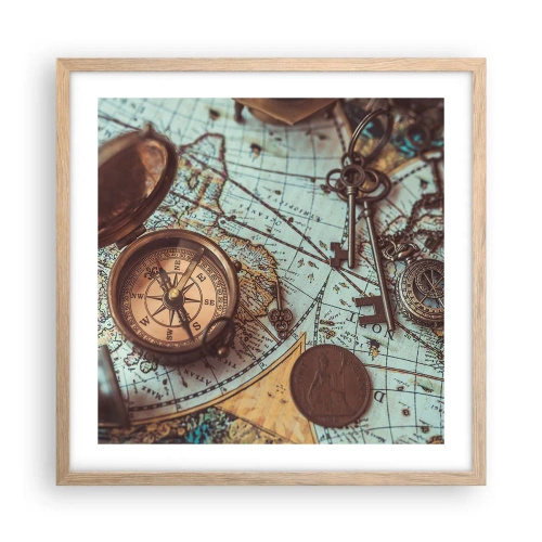 Póster en marco roble claro - Para el aventurero - 50x50 cm