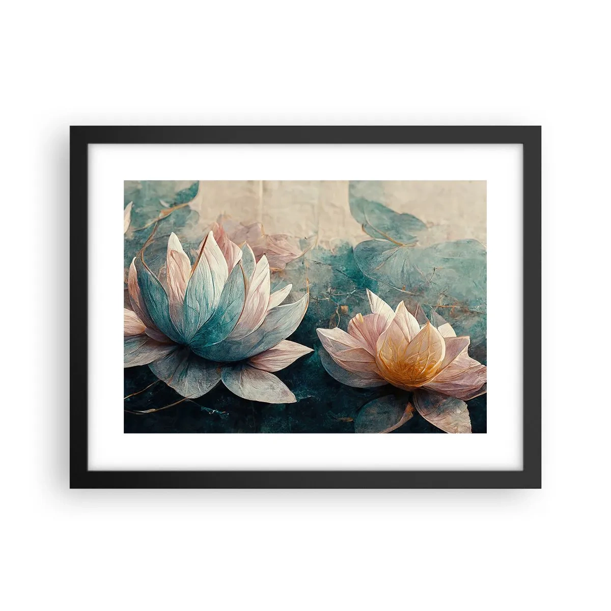 Póster en marco negro - Estrellas de lago - 40x30 cm