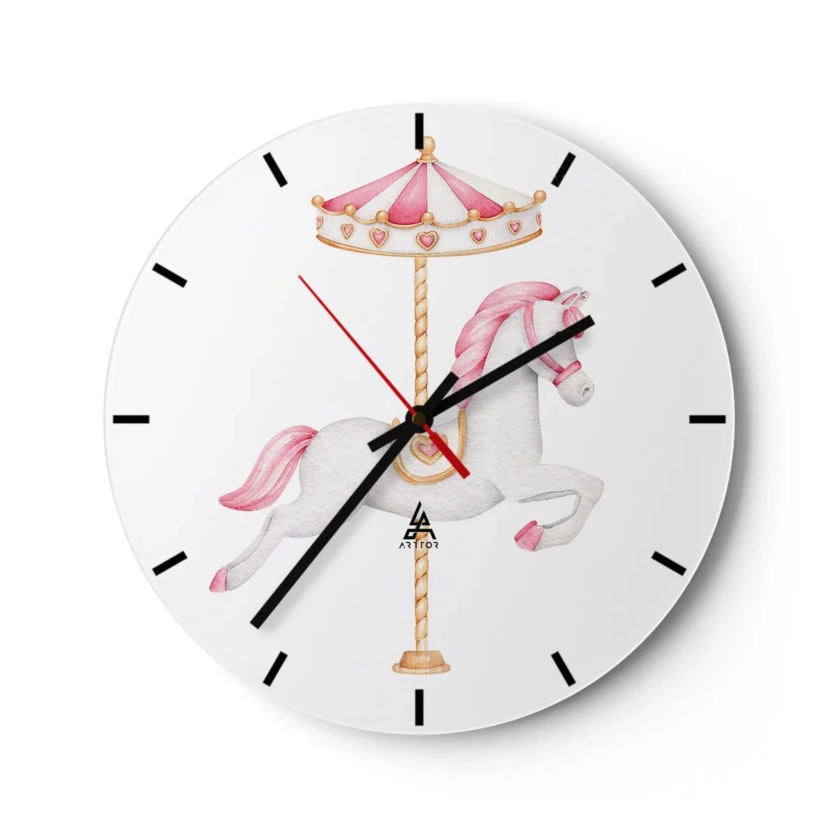 Reloj de pared - Reloj de vidrio - Partió al galope - 30x30 cm