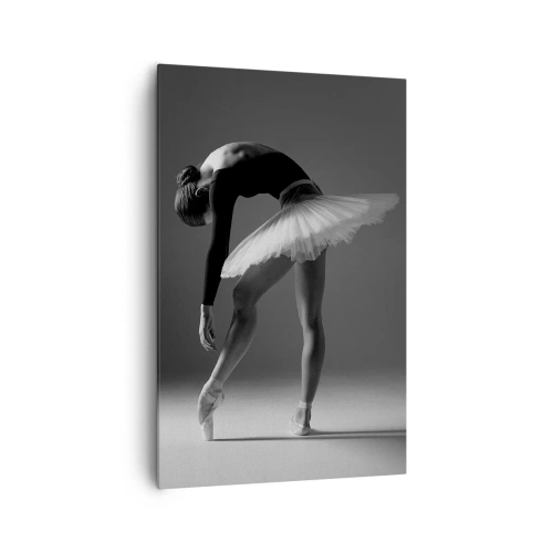 Cuadro sobre lienzo - Impresión de Imagen - Una bailarina en una pose elegante sobre un fondo blanco y negro. - 80x120cm - Bella bailarina - Decoración de pared moderna para salón y dormitorio ARTTOR