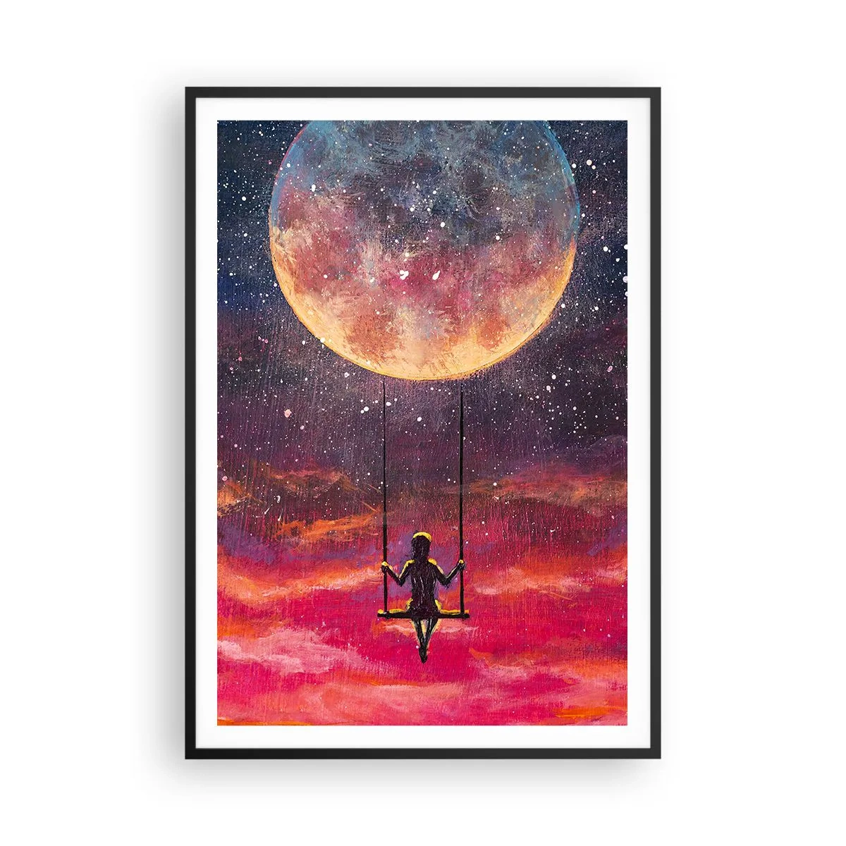 Póster en marco negro - Disfrutar de las nubes - 70x100 cm