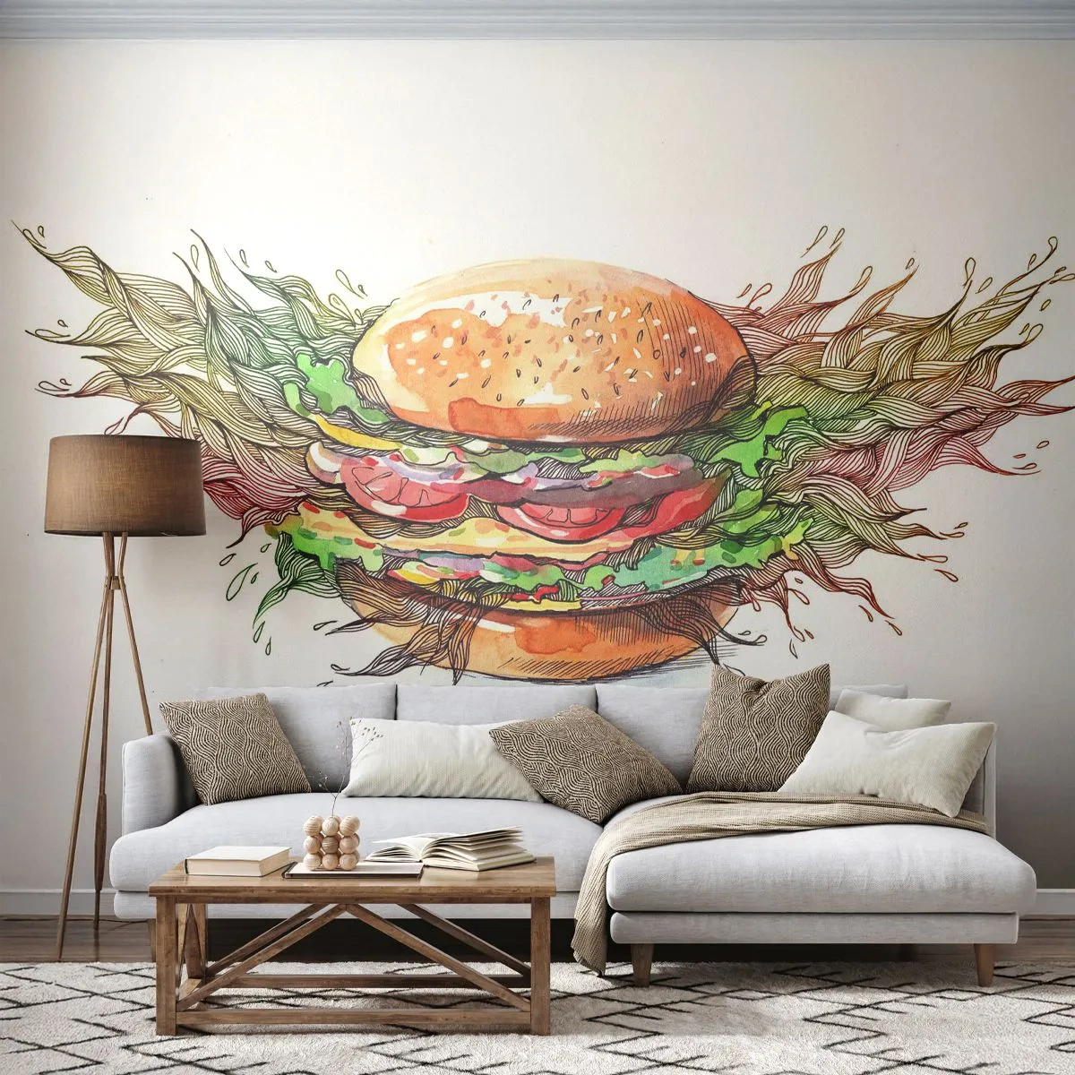 Fotomural Premium Canvas - Tentación irresistible - Gastronomía, Hamburguesa, Culinario - 250x175 cm