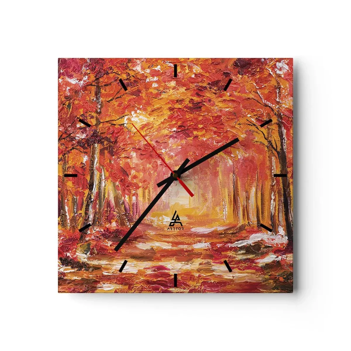 Reloj de pared - Reloj de vidrio - Bosque de cobre - 40x40 cm