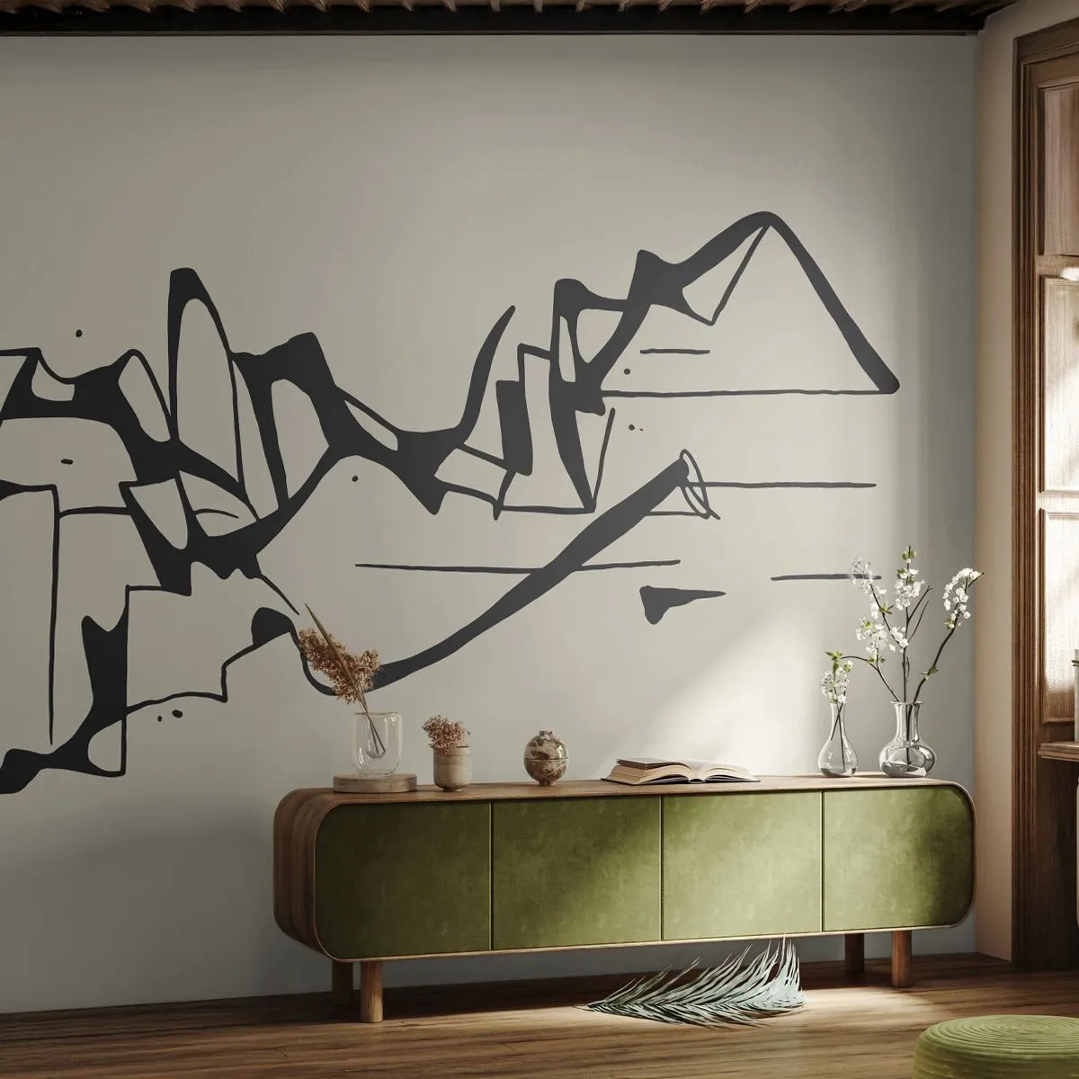 Fotomural Premium Canvas - Tal vez sea un paisaje - Minimalismo, Pedazo, Línea - 400x280 cm