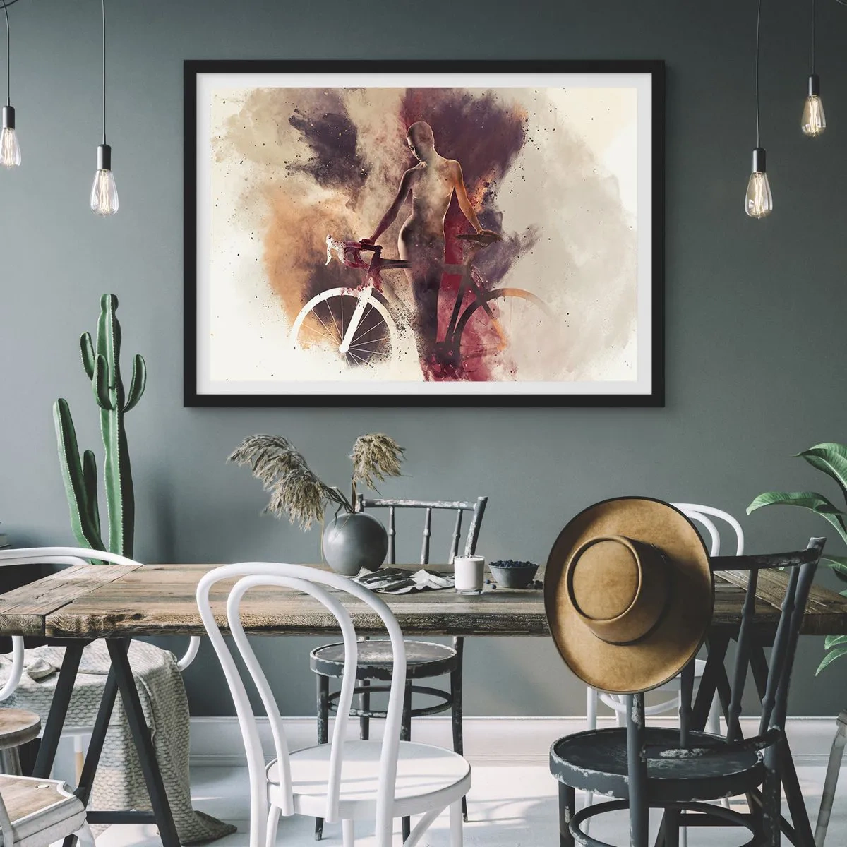 Póster en marco negro - En las formas de mármol un alma ciclista - 50x40 cm