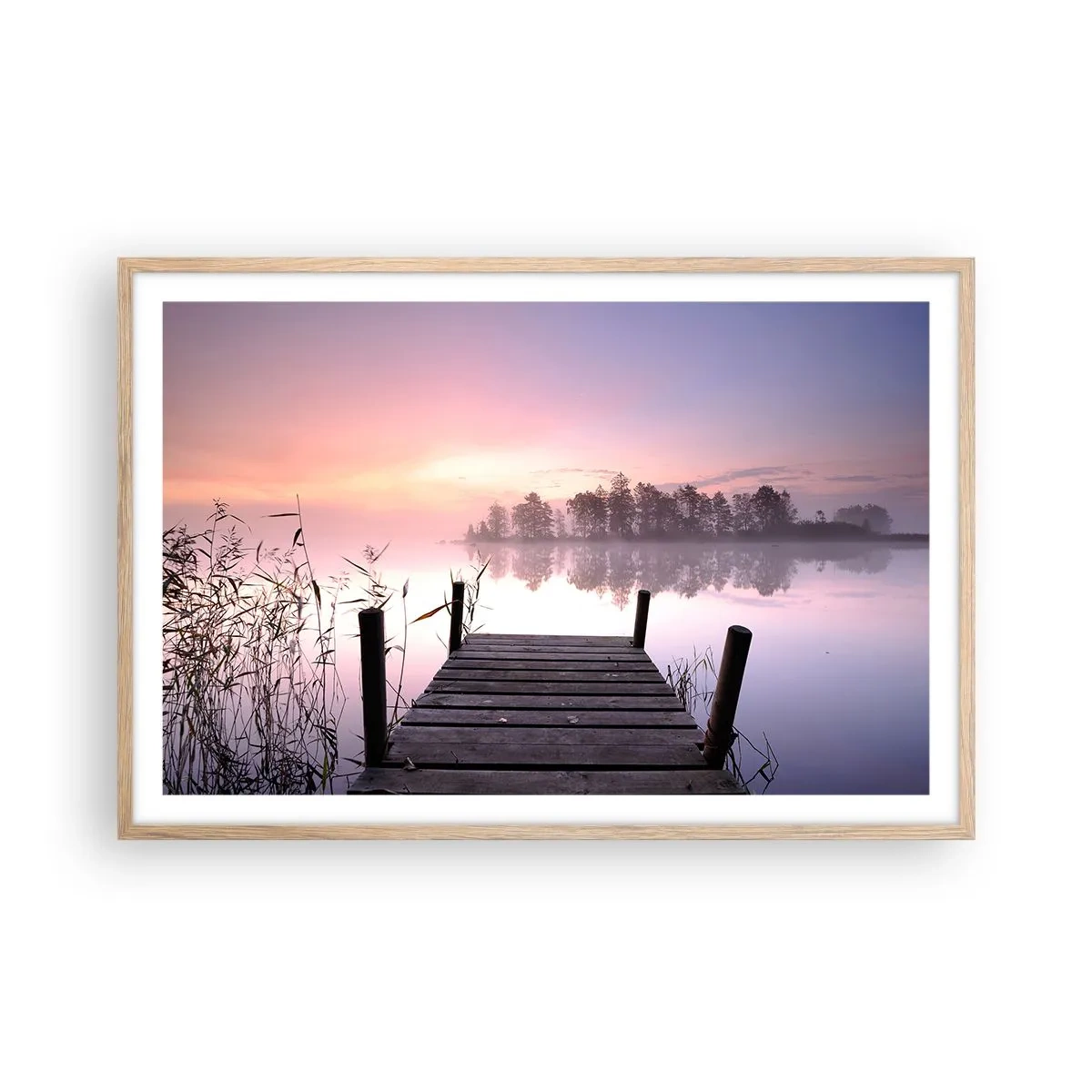 Póster en marco roble claro - De la niebla lila... - 91x61 cm