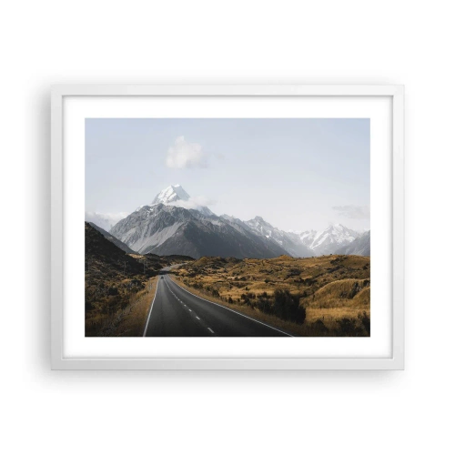 Póster en marco blanco - El camino al corazón de las montañas - 50x40 cm