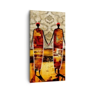Cuadro sobre lienzo - Impresión de Imagen - Composición étnica en colores africanos - 55x100 cm