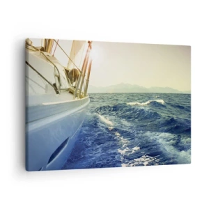 Cuadro sobre lienzo - Impresión de Imagen - Un yate en mar abierto con vistas a las olas. - 70x50cm - Para una aventura - Decoración de pared moderna para salón y dormitorio ARTTOR