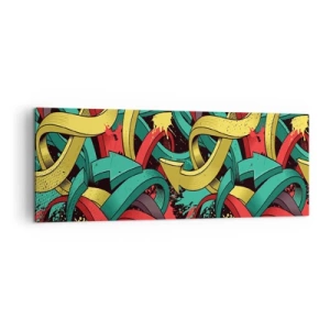 Cuadro sobre lienzo - Impresión de Imagen - Flechas abstractas en colores vibrantes que crean caos. - 140x50cm - ¿Qué camino tomar? - Decoración de pared moderna para salón y dormitorio ARTTOR