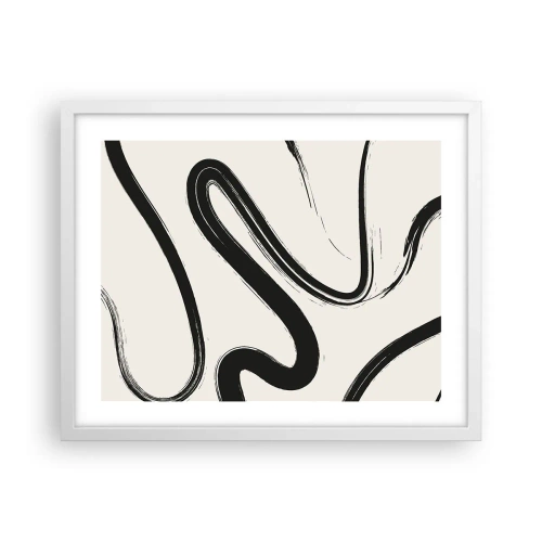 Póster en marco blanco - Fantasía en blanco y negro - 50x40 cm