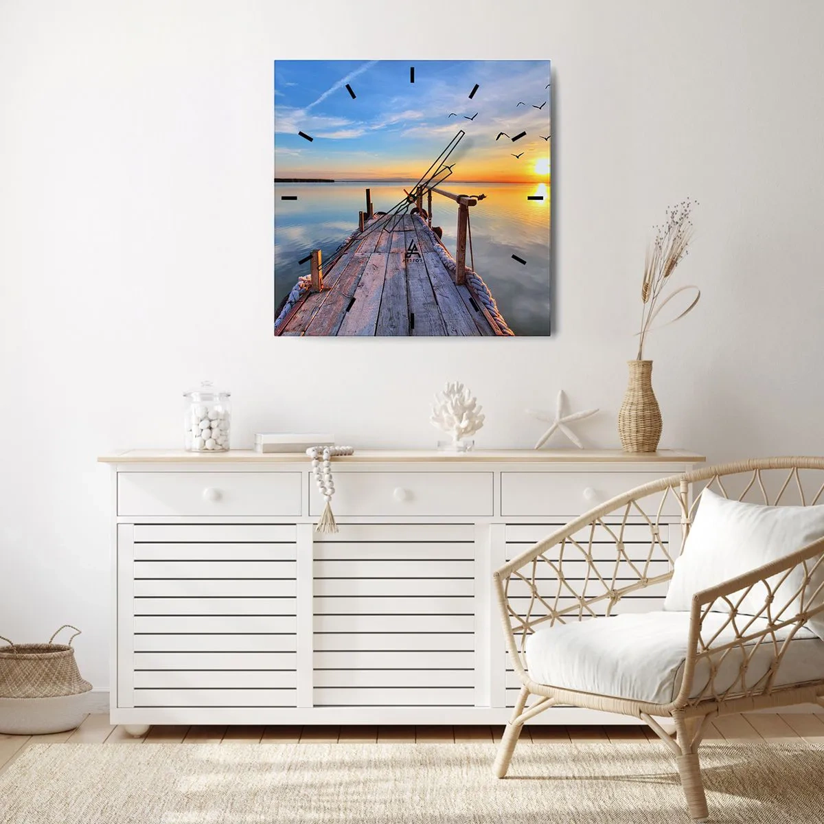 Reloj de pared - Reloj de vidrio - Caminando hacia el sol - 30x30 cm