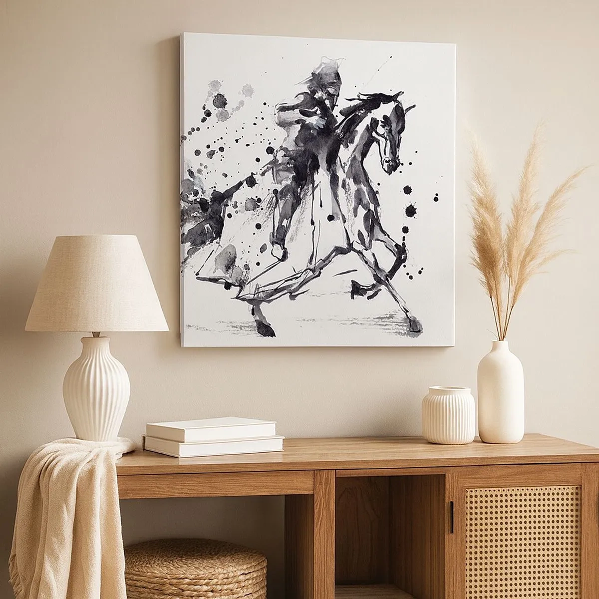 Cuadro sobre lienzo - Impresión de Imagen - Caballero negro - 30x30 cm