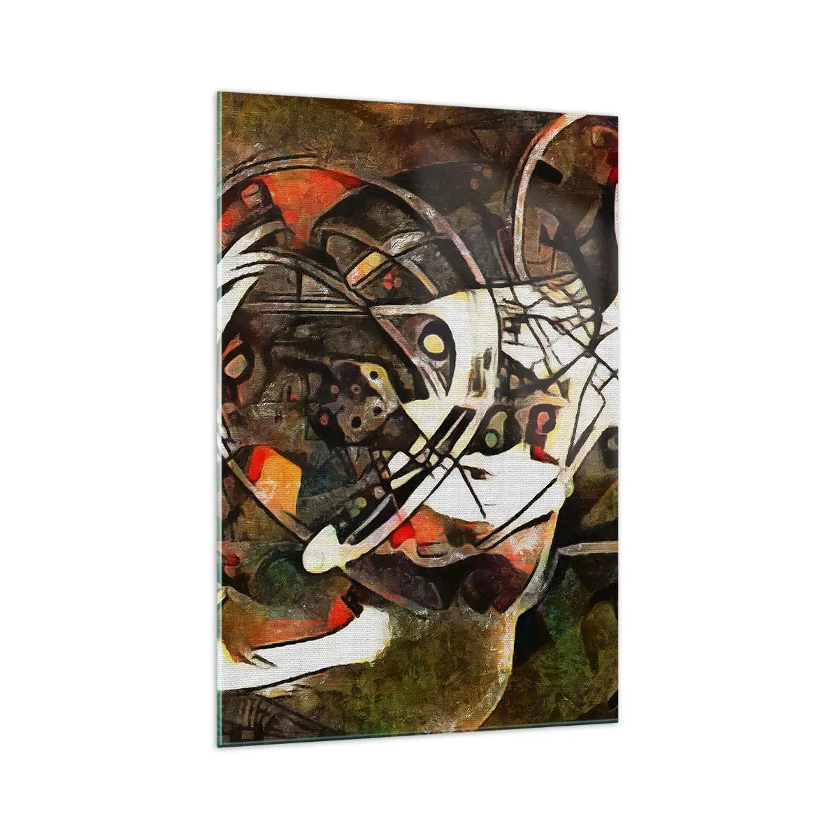 Cuadro sobre vidrio - Impresiones sobre Vidrio - Abstracción expresiva en tonos oscuros con líneas dinámicas. - 70x100cm - ¿Oyes el movimiento? - Decoración de pared moderna para salón y dormitorio ARTTOR