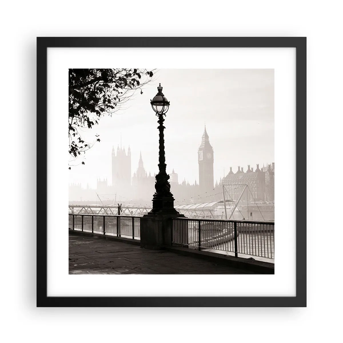 Póster en marco negro - La mañana de Londres - 40x40 cm