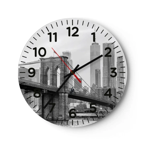 Reloj de pared - Reloj de vidrio - Vibraciones de Nueva York - 30x30 cm