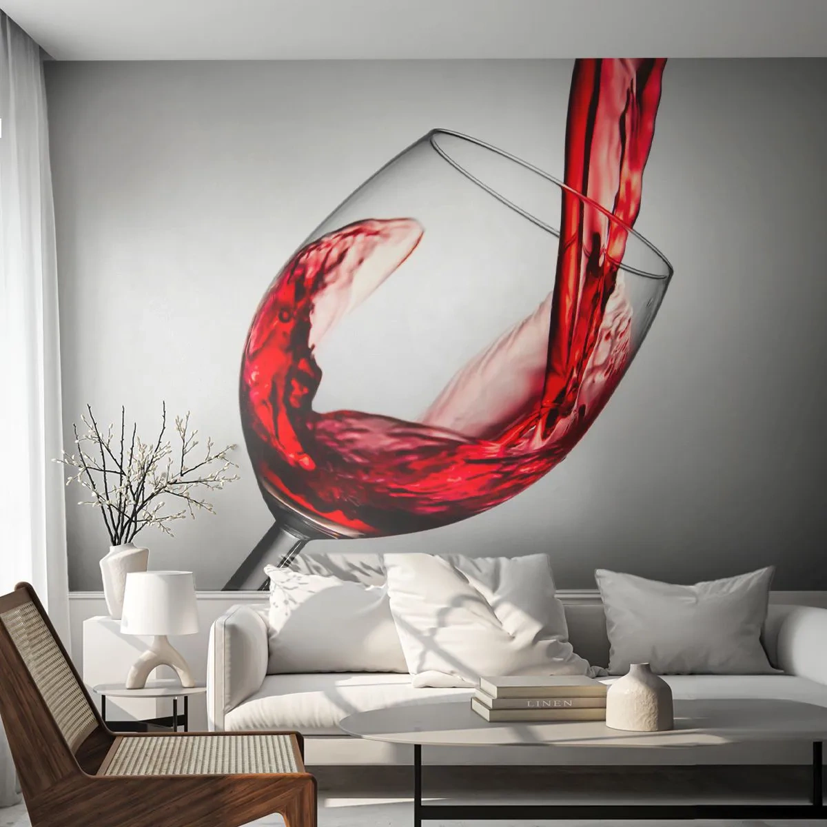 Fotomural Premium Canvas - Color - Movimiento - Sonido - Copa de vino, Vino tinto, Gastronomía - 250x175 cm