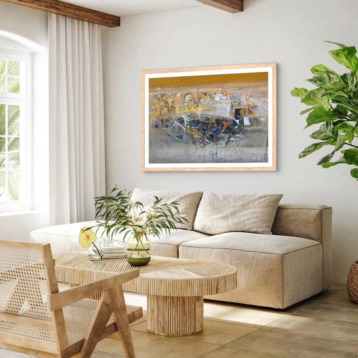 Póster en marco roble claro - Todo se pondrá en su sitio - 50x40 cm