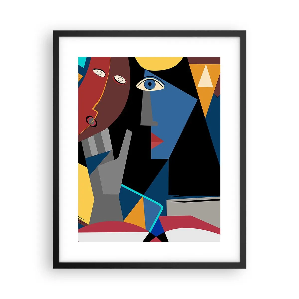 Póster en marco negro - Conversación cubista - 40x50 cm