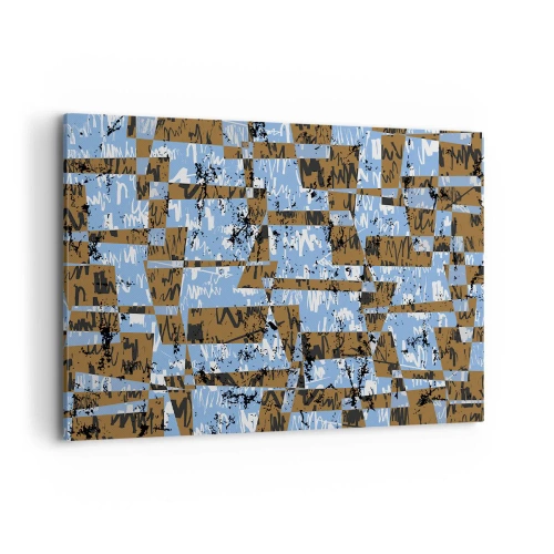 Cuadro sobre lienzo - Impresión de Imagen - Una composición abstracta de rectángulos en tonos marrones y azules. - 100x70cm - Un recorte del desierto - Decoración de pared moderna para salón y dormitorio ARTTOR