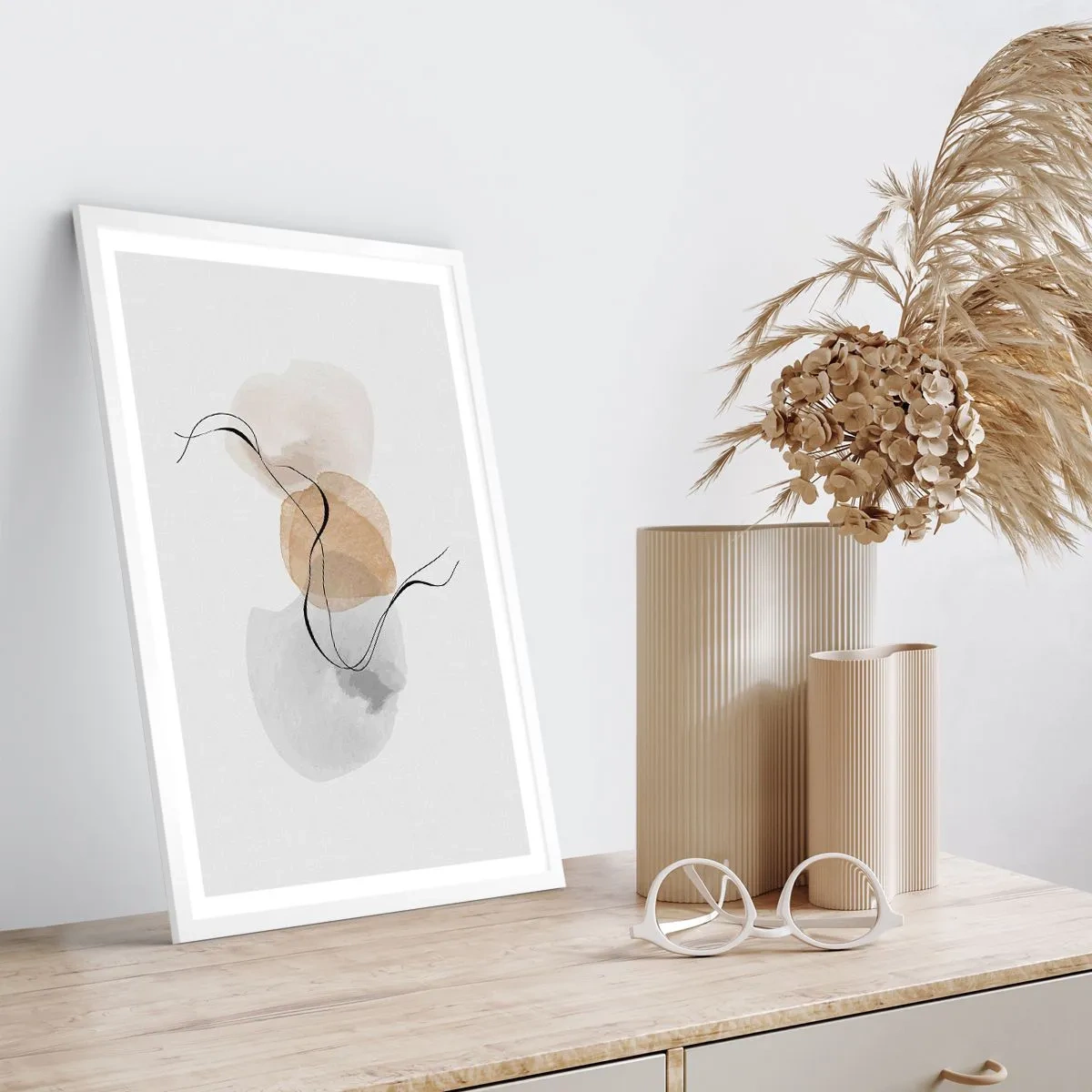 Póster en marco blanco - Pompas de aire - 40x50 cm