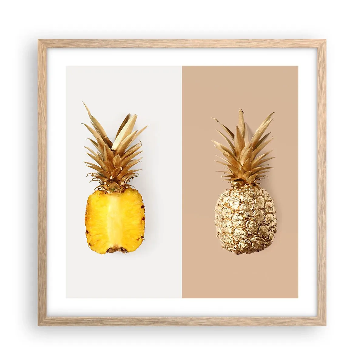 Póster en marco roble claro - Piña y media - 50x50 cm