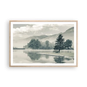 Póster en marco roble claro - El lago sigue durmiendo - 91x61 cm