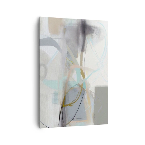 Cuadro sobre lienzo - Impresión de Imagen - Abstracción pastel con líneas delicadas. - 70x100cm - Abstracción brumosa - Decoración de pared moderna para salón y dormitorio ARTTOR