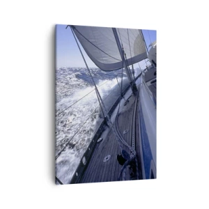 Cuadro sobre lienzo - Impresión de Imagen - Un velero en un mar tempestuoso con velas blancas y una cubierta de madera. - 50x70cm - Sé lo que es ser un pájaro - Decoración de pared moderna para salón y dormitorio ARTTOR