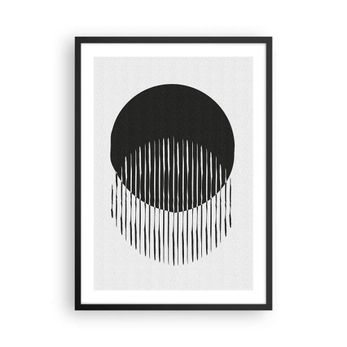 Póster en marco negro - Composición abstracta de un círculo negro y líneas verticales. - 50x70cm - Su alter ego - Decoración de pared moderna para salón y dormitorio ARTTOR