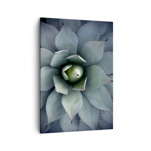Cuadro sobre lienzo - Impresión de Imagen - Primer plano de una roseta de agave en delicados tonos verdes. - 50x70cm - Perfección natural - Decoración de pared moderna para salón y dormitorio ARTTOR