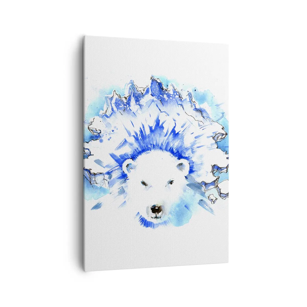 Cuadro sobre lienzo - Impresión de Imagen - Pintura artística de acuarela de un oso polar con un motivo helado. - 70x100cm - El rey del Ártico con una corona de hielo - Decoración de pared moderna para salón y dormitorio ARTTOR
