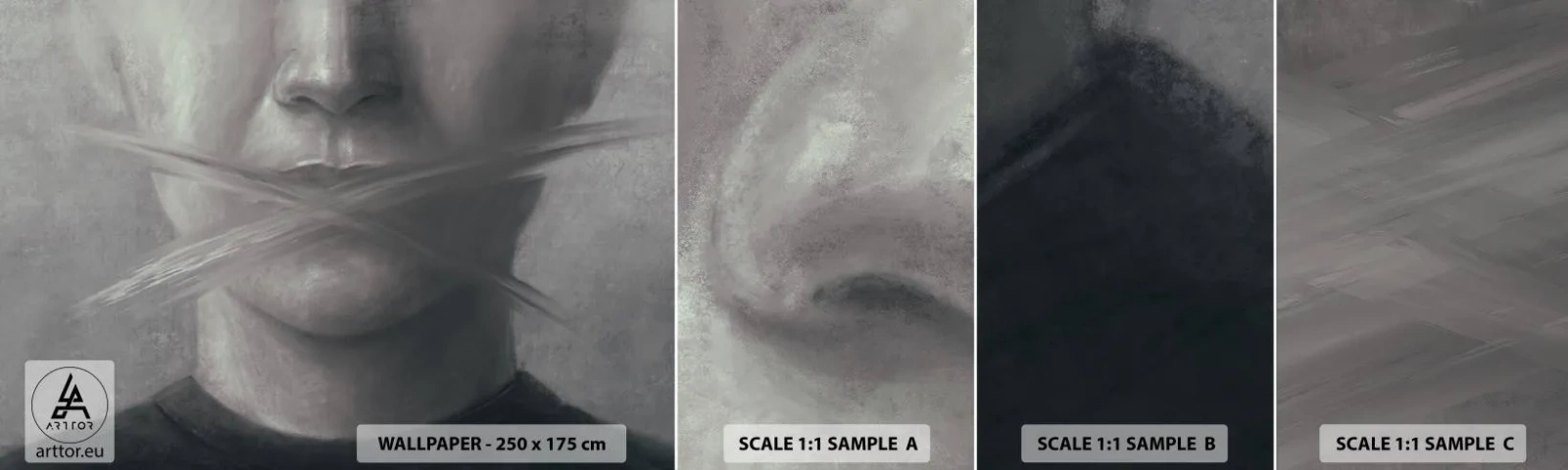 Muestra De Fotomural Standard Eco - Ni una palabra - Abstracción, Gráficos, Rostro - 100x30 cm