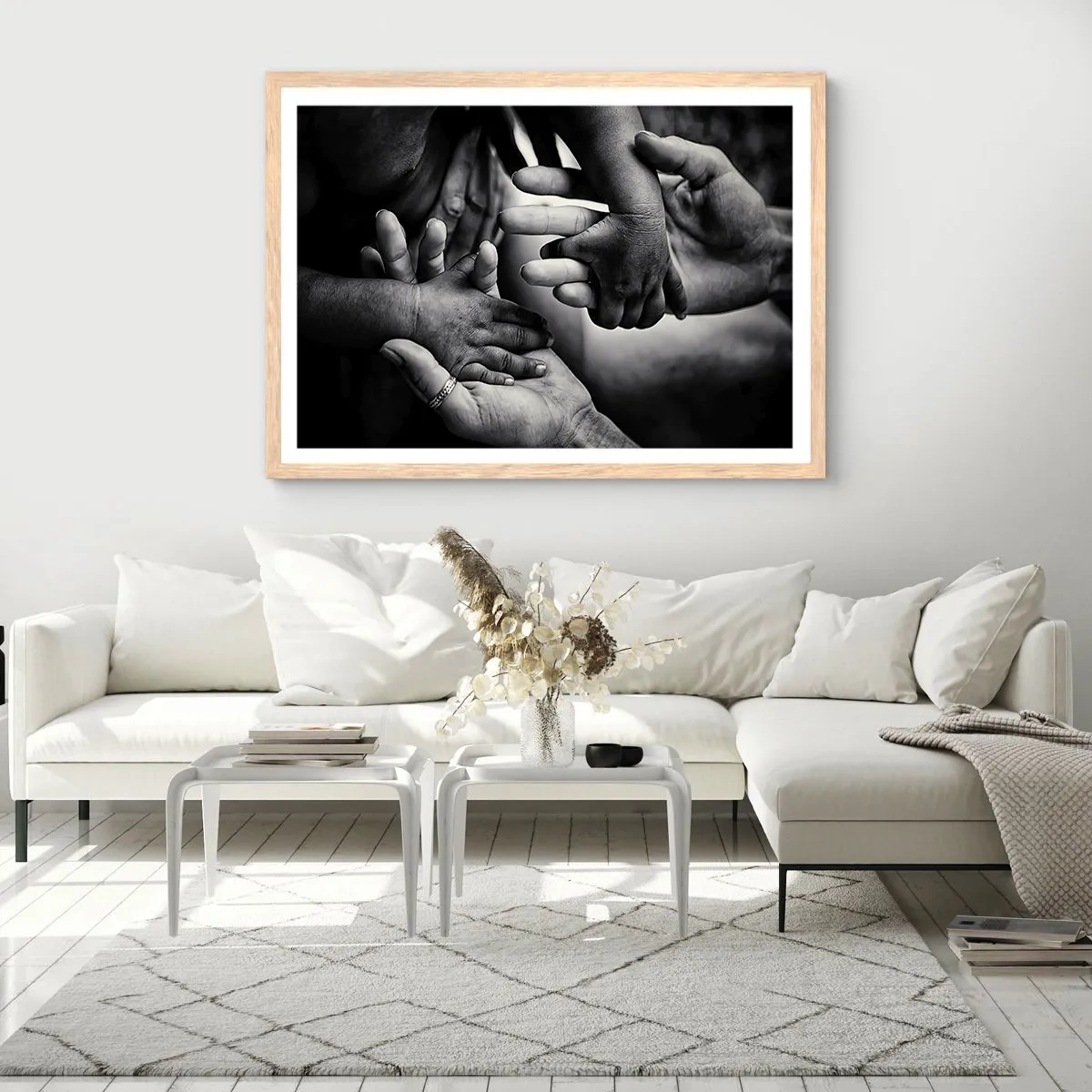 Póster en marco roble claro - Ser humano - 70x50 cm