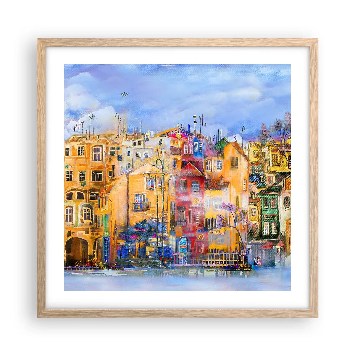 Póster en marco roble claro - Estamos juntos - 50x50 cm