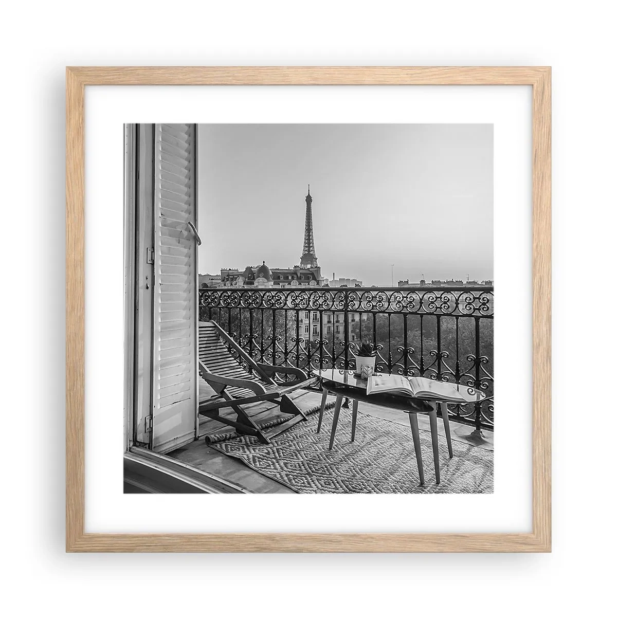 Póster en marco roble claro - Una tarde parisina - 40x40 cm