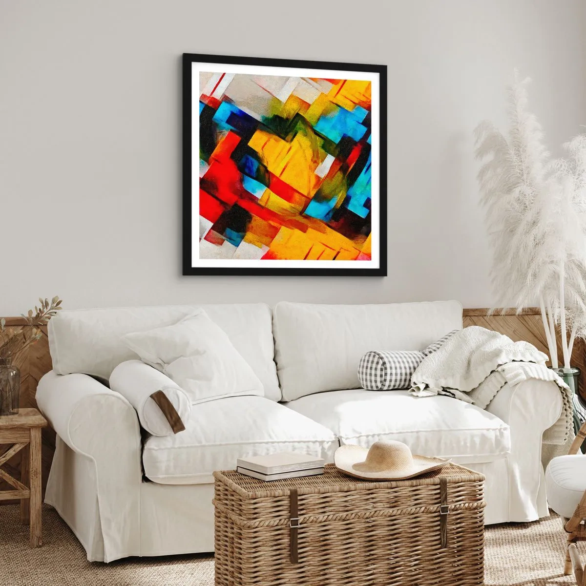 Póster en marco negro - Un popurrí multicolor - 30x30 cm