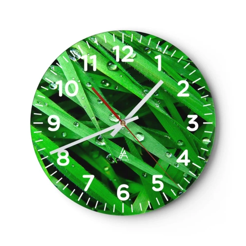 Reloj de pared - Reloj de vidrio - Jugar al verde - 30x30 cm