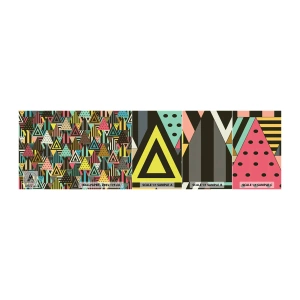 Muestra de fotomural autoadhesivo Deluxe Sticker - A ritmo de triángulo - Abstracción, Pedazo, triangulos - 100x30 cm