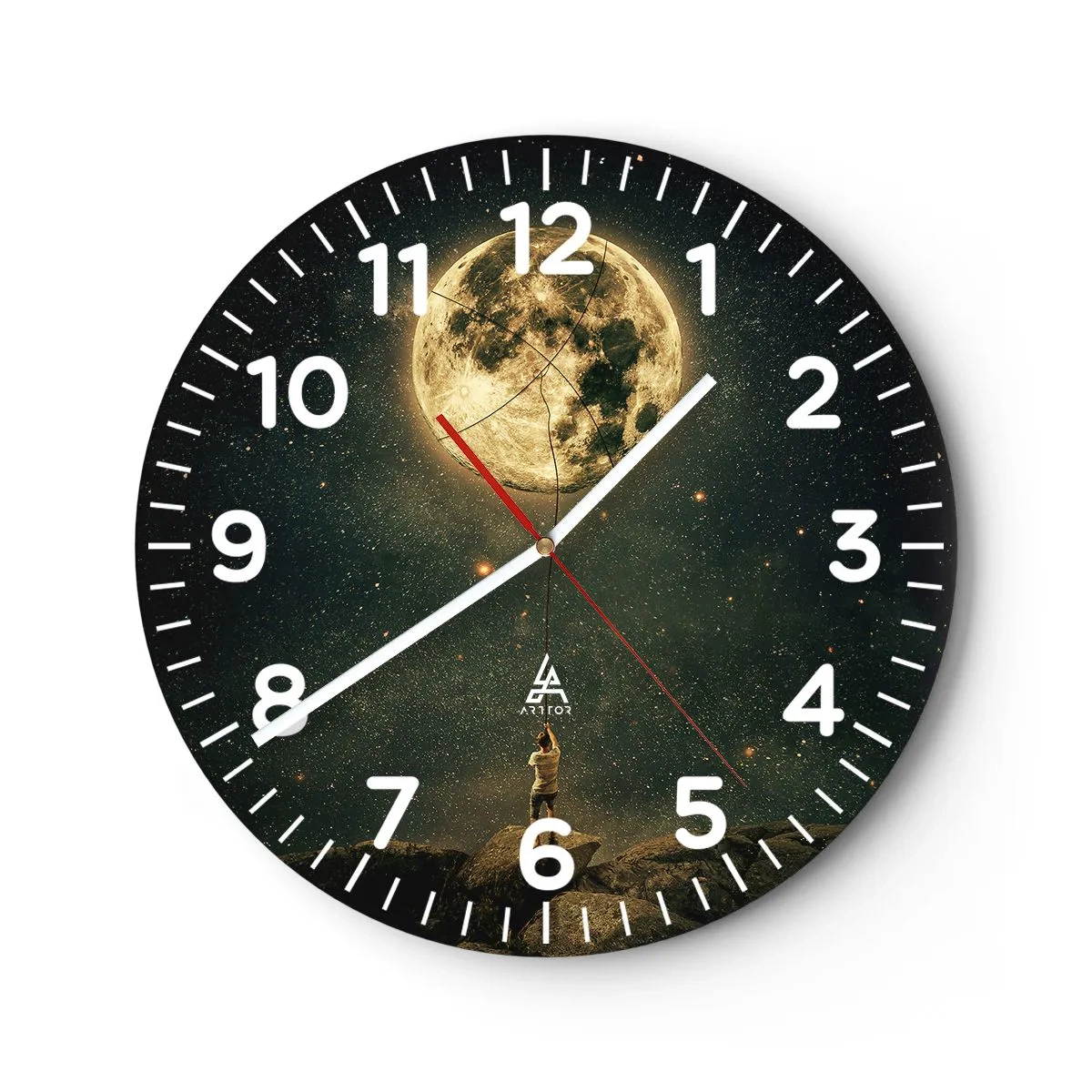 Reloj de pared - Reloj de vidrio - El que robó la luna - 40x40 cm