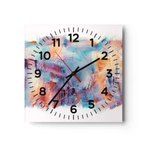 Reloj de pared - Reloj de vidrio - Colorido desorden - 40x40 cm